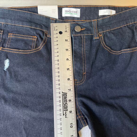 Ring of Fire Kid Skinny Jeans size 18 Dark Blue Mid Rise Stretch Boot Cut NWT - Picture 5 of 11